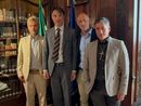Federico Lerza, primo a sinistra, all’incontro in Consolato Federico Lerza, primo a sinistra, all’incontro in Consolato