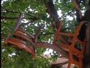 Sedie e materassi accantonati sugli alberi