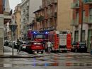 I vigili del fuoco sul luogo dell'incendio