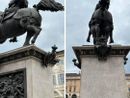 Il Caval 'd brons ripulito: cancellata la scritta &quot;Palestrina Libera&quot;