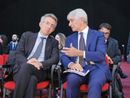 Il ministro dello Sport Abodi con il presidente dell'Anci Manfredi Il ministro dello Sport Abodi con il presidente dell'Anci Manfredi