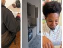 collage di foto con due ragazzi e un alloggio