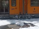 Tram va improvvisamente a fuoco, passeggeri evacuati in tutta fretta