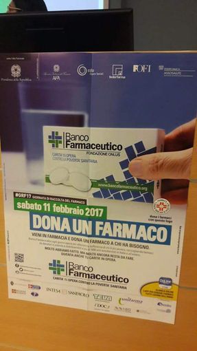 Sabato 11 torna la Giornata di Raccolta del Farmaco
