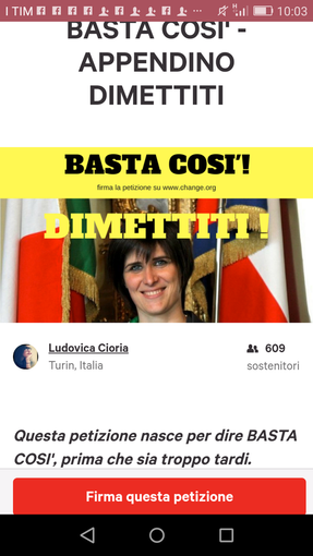 "Appendino dimettiti", su Change.org la petizione:"Non è in grado di unire legalità e quieto vivere" "Appendino dimettiti", su Change.org la petizione:"Non è in grado di unire legalità e quieto vivere"
