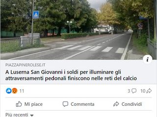 Commenti sfavorevoli o dubbiosi sulla pagina Facebook di Piazza Pinerolese