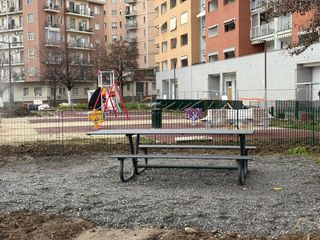 Il cantiere dei nuovi giardini di via Saint Bon