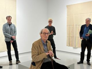 Giorgio Griffa alla sua mostra Giorgio Griffa alla sua mostra