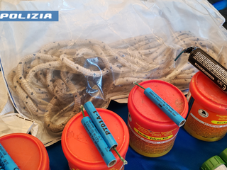Il materiale sequestrato dalla polizia Il materiale sequestrato dalla polizia