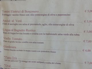 particolari del menù