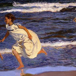 Correndo sulla spiaggia, Valencia - Joaquín Sorolla 1908 - Olio su tela - Museo de Bellas Artes de Asturias