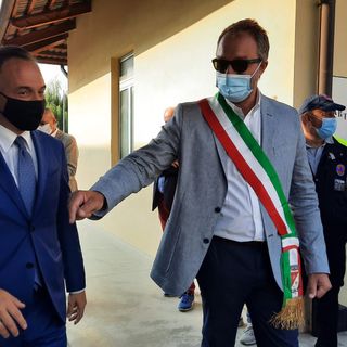 Campiglione Fenile Alberto Cirio presidente Regione Piemonte e Paolo Rossetto sindaco inaugurazione anno scolastico settembre 2020