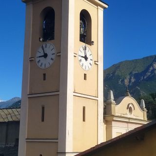 Il campanile della chiesa di Perosa Argentina