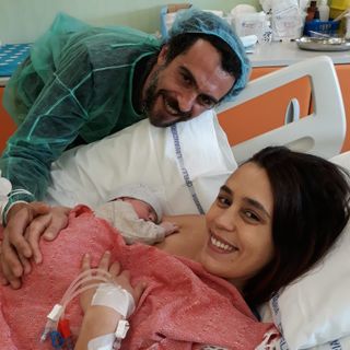 Giacomo con papà Matteo e mamma Francesca