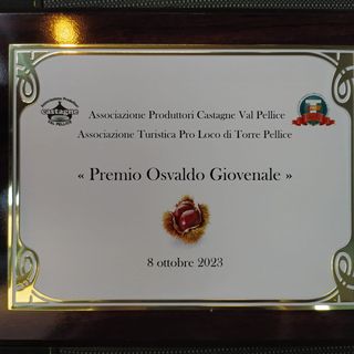 La targa per il premio dedicato a Osvaldo Giovenale