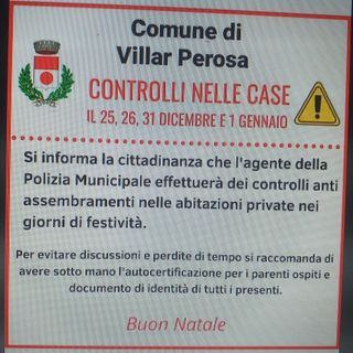 Manifesto falso controlli a Villar Perosa modello Bugliano Natale 2020