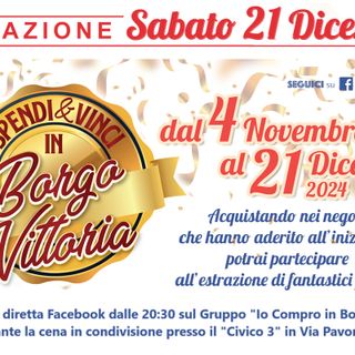 Torino: con il concorso “Spendi e Vinci” in Borgo Vittoria 60 negozi si “giocano” il Natale! Torino: con il concorso “Spendi e Vinci” in Borgo Vittoria 60 negozi si “giocano” il Natale!