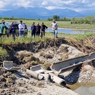Sopralluogo nei campi colpiti dall'alluvione