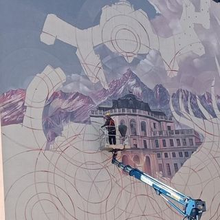 Nuovo murale a Nichelino, Verzola: "Non si tolgono soldi a strade e manutenzione"