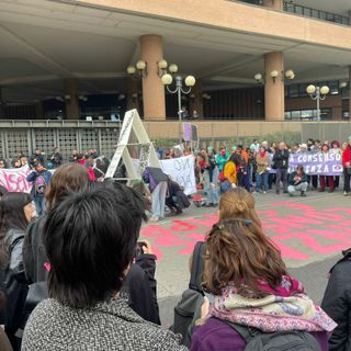 Una immagine della protesta di questa mattina