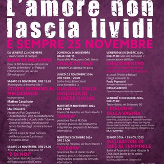 Collegno, da questa settimana &quot;L'amore non lascia lividi&quot;, il programma di eventi dedicati alla cultura del rispetto
