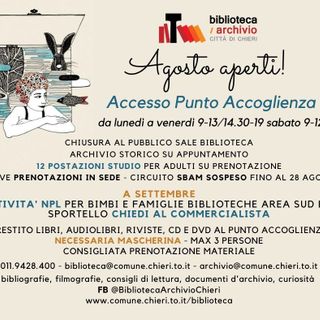 La Biblioteca di Chieri aperta tutto il mese di agosto
