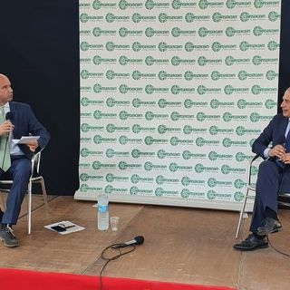 Giancarlo Banchieri (a destra) durante l’intervista con Gabriele Russo