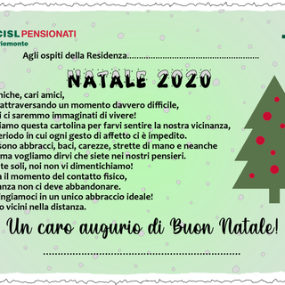 Una cartolina per gli anziani delle Rsa: l’iniziativa della Fnp Cisl Piemonte per le festività natalizie