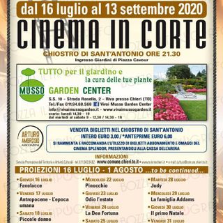 &quot;Cinema in corte&quot;, a Chieri due mesi di proiezioni all'aperto