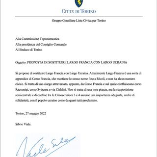 &quot;Rinominiano Largo Francia in Largo Ucraina per solidarietà&quot;: la proposta di Viale