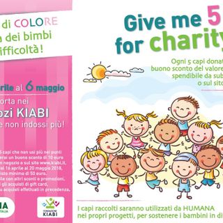 “Give me 5 for charity”. I punti vendita KIABI di Torino e HUMANA di nuovo insieme per aiutare chi ha più bisogno