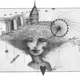 &quot;La Poesia è viva&quot;, biro su carta 2021, Chiara Nott (l'artista, gentilmente, omaggia Torino)