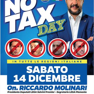 Sabato 14 dicembre No Tax Day della Lega a Torino e in tutta Italia