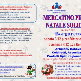 Oggi e domani “mercatini per un Natale solidale” e tante animazioni a Borgaretto