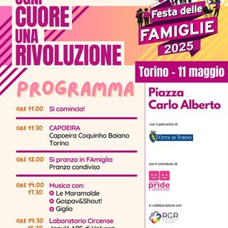 L'11 maggio in piazza Carlo Alberto l'edizione 2025 della Festa delle Famiglie