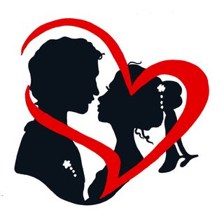 logo con ragazzi che si baciano all'interno di un cuore