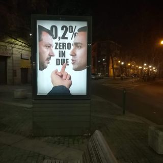 A Borgo Rossini manifesto ironico contro Salvini e Di Maio: &quot;0,2% zero in due&quot;