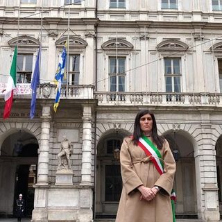 Chiara Appendino, sindaca di Torino, davanti a Palazzo Civico Chiara Appendino, sindaca di Torino, davanti a Palazzo Civico