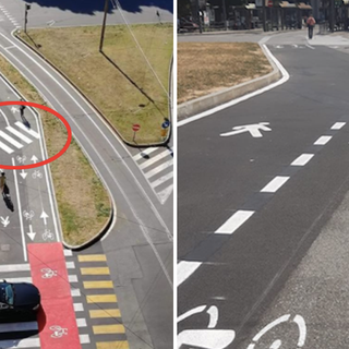 Piazza Statuto, &quot;cancellate&quot; le strisce pedonali che tagliavano la pista ciclabile