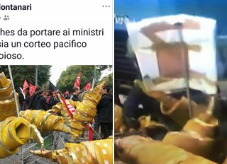 Corteo contro il G7, le brioche di Montanari diventano l'ariete dei contestatori
