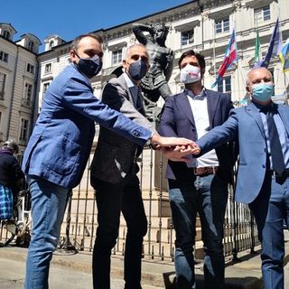 I candidati da sx Lo Russo, Lavolta, Tresso e Boni