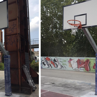 Rifatti i canestri dei campi da basket di Parco Dora