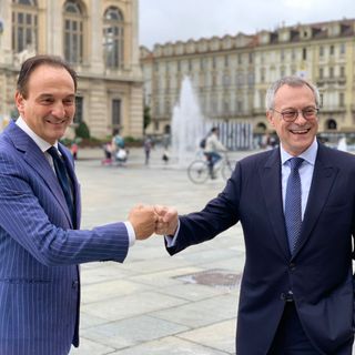 Cirio e Bonomi in piazza Castello