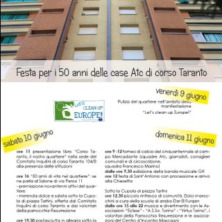 Dal 9 all'11 giugno si festeggiano a Torino 50 anni case Atc di corso Taranto