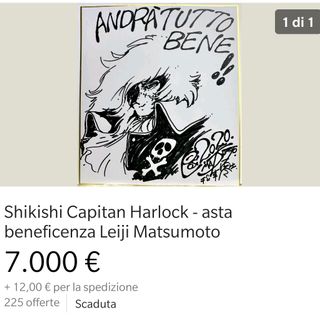 Coronavirus: venduto a 7 mila euro su Ebay il disegno di Capitan Harlock per le Molinette Coronavirus: venduto a 7 mila euro su Ebay il disegno di Capitan Harlock per le Molinette