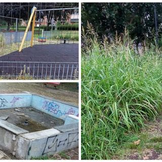 Giochi chiusi, erba alta e fontana distrutta: qualcuno salvi il giardino di via Deledda