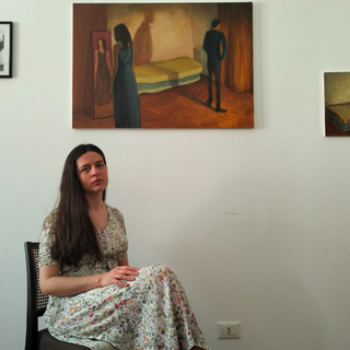 In foto la mostra in Casa Cuò con le opere di Agapi Kanellopoulou