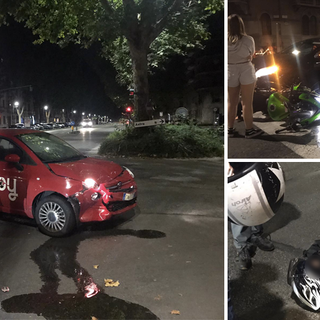 Incidente in largo Francia: 500 prende in pieno moto, biker soccorso dal 118