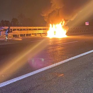 incidente tangenziale con incendio
