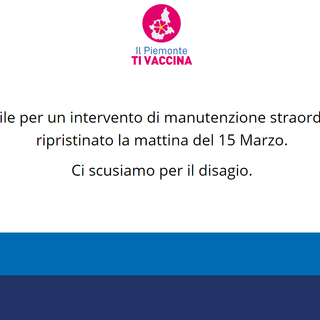 Home page con messaggio di servizio sospeso
